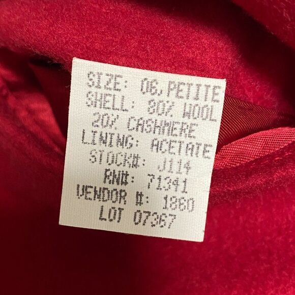 L.L. Bean Wool Cashmere Blazer 6 Petite Red - Picture 5 of 7
